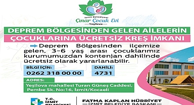 Depremzede çocuklar Çınar Çocuk Evi’nden ücretsiz yararlanacak