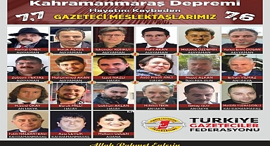 TGF; Acımız büyük 21 meslektaşımızı depremde kaybettik