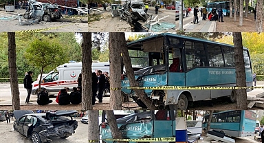 Freni boşalan minibüs ağaca çarparak durabildi: 1 ölü 27 yaralı