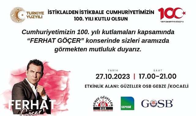 GEBZE’DEKİ OSB’LERDEN 100. YILA ÖZEL KONSER!