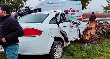 Kayganlaşan yolda kontrolden çıkan otomobil kaza yaptı: 4 yaralı
