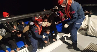 Aydın açıklarında geri itilen düzensiz göçmenler kurtarıldı