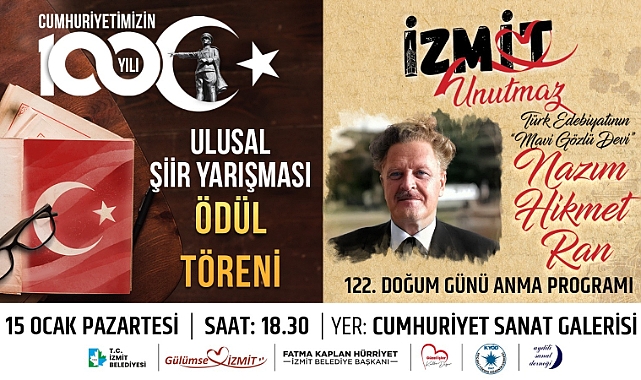 İzmit Belediyesi usta şair Nazım Hikmet’i doğum gününde şiirleriyle anacak