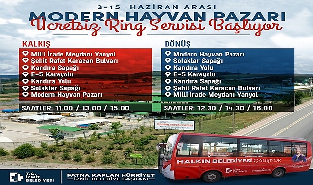 Modern Hayvan Pazarı’na ücretsiz ring servisi 3 Haziran’da başlıyor
