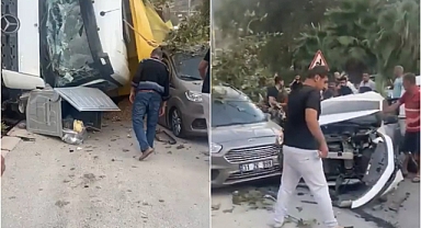Freni patlayan kamyon 9 araca çarptı: 5 yaralı