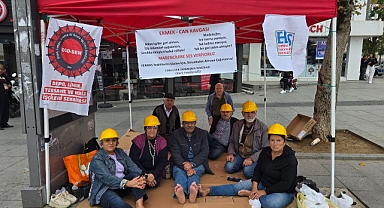Gebze’de oturma eylemi: Emekliler dayanışma sendikası'ndan fernas madencilerine destek