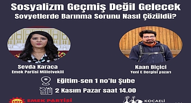 Emek Partisi Gaziantep Milletvekili Sevda Karaca pazar günü Kocaeli’ye geliyor. 