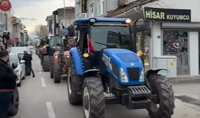 Mudanyalı köylülerden ortak malların satışına traktörlü protesto!