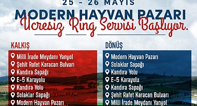 İzmit Belediyesinden Modern Hayvan Pazarı’na ücretsiz ring servisi